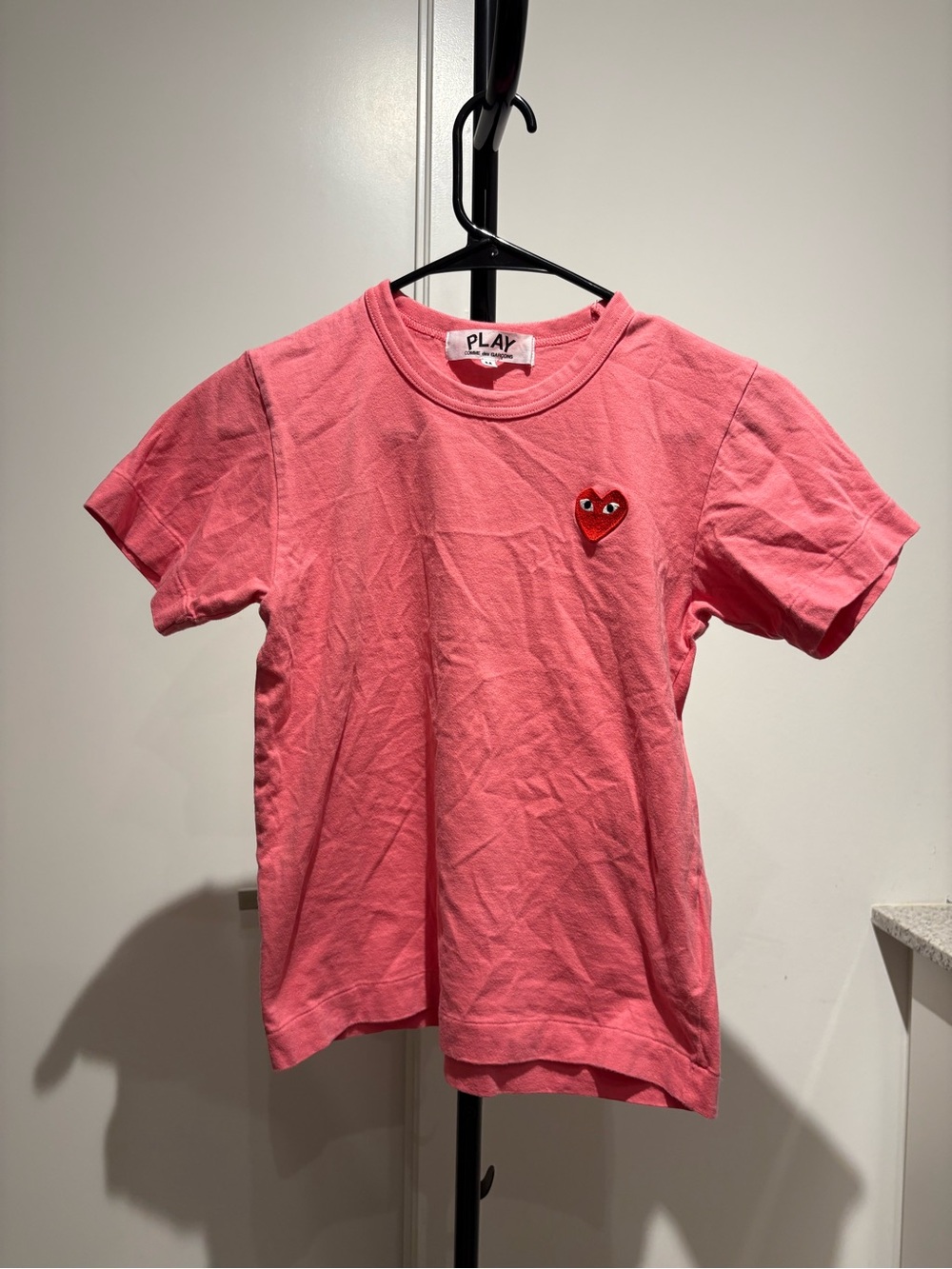 Comme des Garcons PLAY Kids Pink Heart Logo Tee